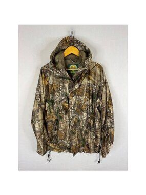 Cabelas Dry-Plus Realtree Xtra Camo Hunting Jacket Mens Large Hooded Waterproof